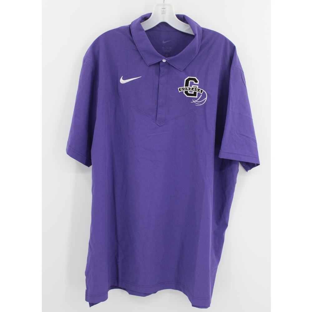 Nike Coaches Polo Shirt Gonzaga Mens 2XL Purple Dri-FIT Performance Snap Button